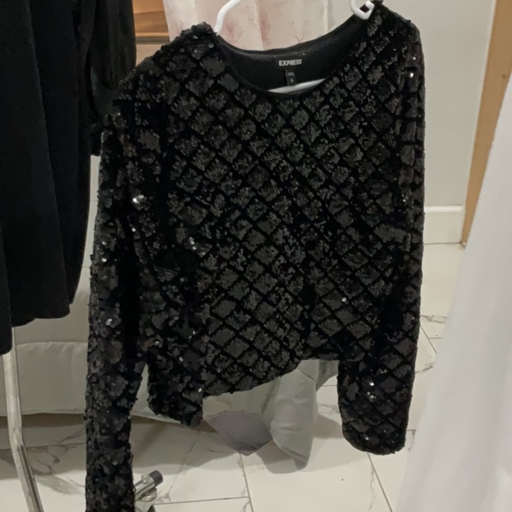 Express Black Sequin Sweater